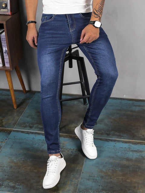 Men's Mid-Waist Classic Stretch-Fit Pencil Jeans