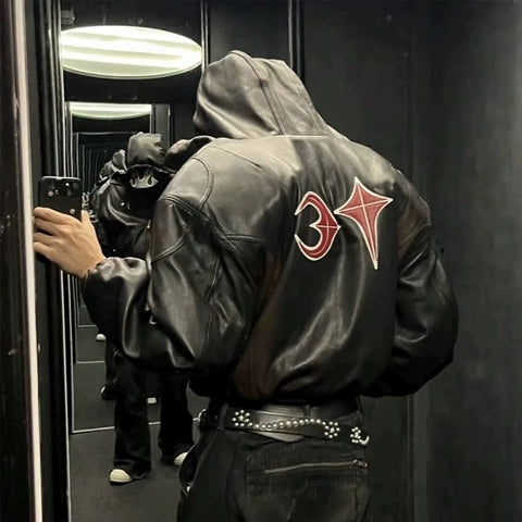 NEW THUG CLUB Insulated Heavyweight Cotton Leather Jacket