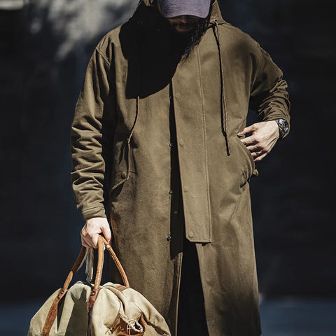 AMEKAJI Retro M51 Hooded Mid-Length Wind Coat