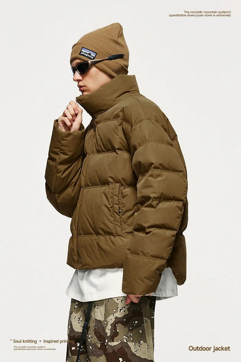 INFL Windproof Cropped Duck Down Puffer Jacket [Unisex]