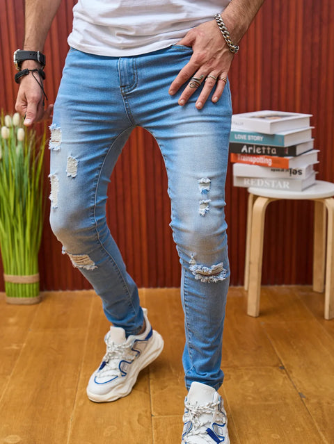 Men's Casual Ripped Slim Jeans