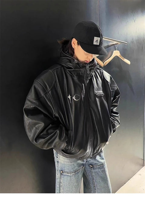 NEW THUG CLUB Insulated Heavyweight Cotton Leather Jacket