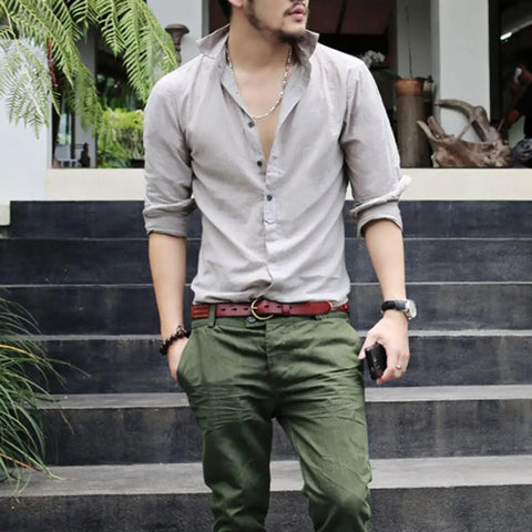 Men's Single-Breasted Casual Light Shirt