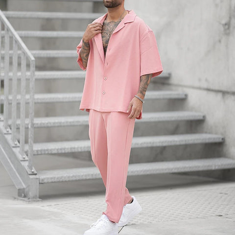 Men's Pink Leisure Two-Piece Suit