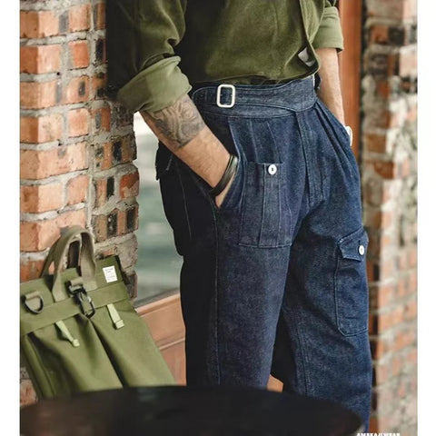 Vintage Gurkha High-Waist Denim Pants