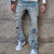 Men's Distressed Loose-Fit Ripped Straight Cut Jeans
