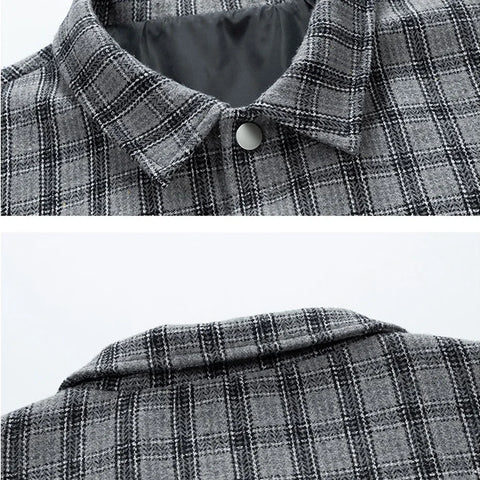 AFLCZYU Woolen Light Plaid Jacket