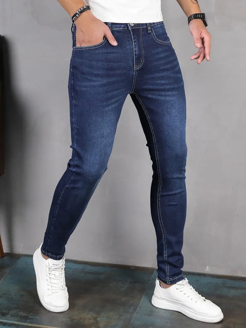 Men's Mid-Waist Classic Stretch-Fit Pencil Jeans