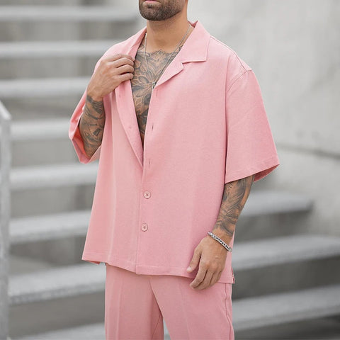 Men's Pink Leisure Two-Piece Suit