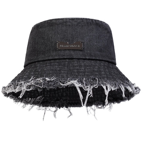 VORON PRANK WINTER Frayed Denim Bucket Hat