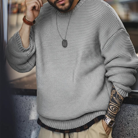 AMEKAJI Purl Stitch Heavyweight Knitted Sweater