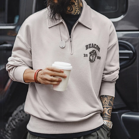 AMEKAJI Beacon 1989 Embroidered Half-Zip Sweatshirt