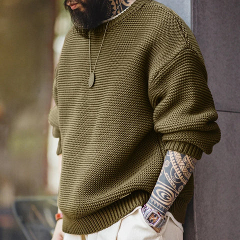 AMEKAJI Purl Stitch Heavyweight Knitted Sweater