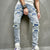 NEW Men's Patch Streetwear Distressed Skinny Jeans