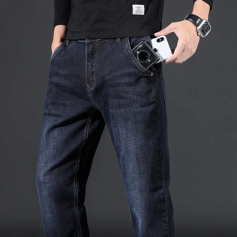 Classic Fleece Lined Volcanic Denim Straight Jeans