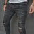 Men's Ripped Pencil Fit Stretch Jeans