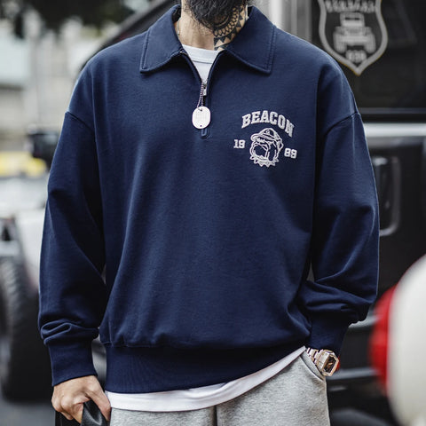 AMEKAJI Beacon 1989 Embroidered Half-Zip Sweatshirt