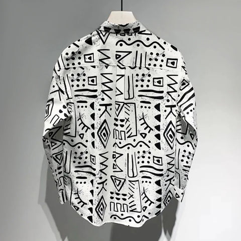 Chemise décontractée à imprimé géométrique pour hommes