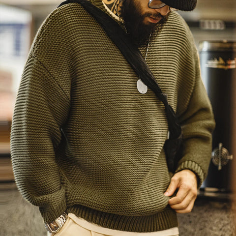 AMEKAJI Purl Stitch Heavyweight Knitted Sweater