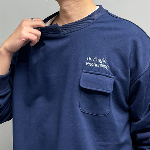 DRCCHN Faux Two-Piece Shifted Lining Sweatshirt