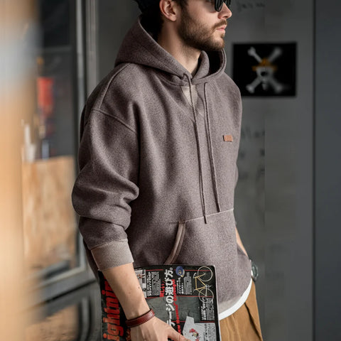 AMEKAJI American Retro Heavy Gray Hoodie