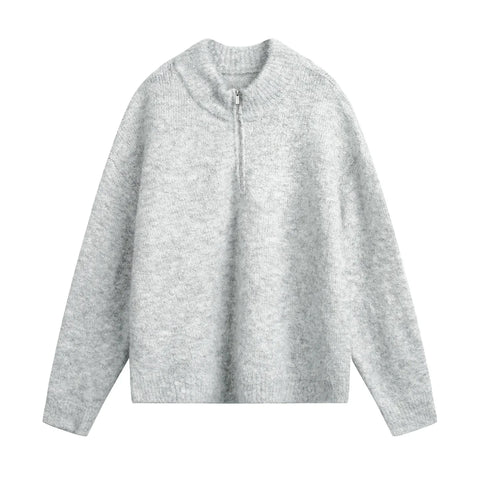 TFETTER Coil Yarn Knit Half-Zip Pullover