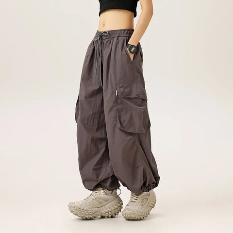 AMERICAN CASUAL Drawstring Parachute Cargo Pants