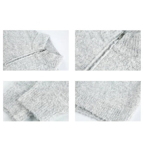 TFETTER Coil Yarn Knit Half-Zip Pullover