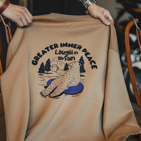 AMEKAJI 3D Urban Beer Bear Print Sweatshirt