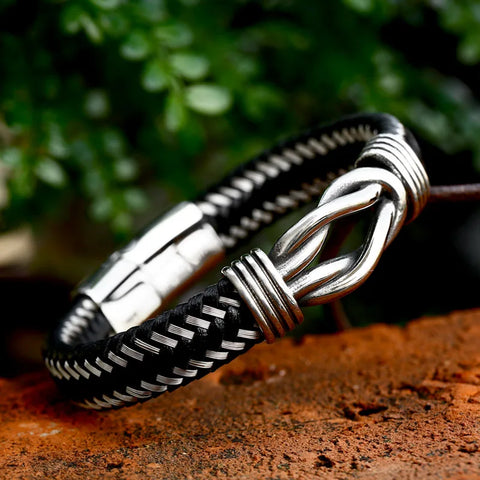 Men's Twisted Leather Bangle Twisted