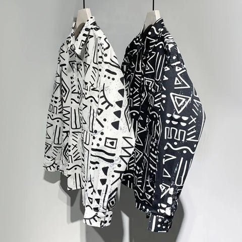 Chemise décontractée à imprimé géométrique pour hommes