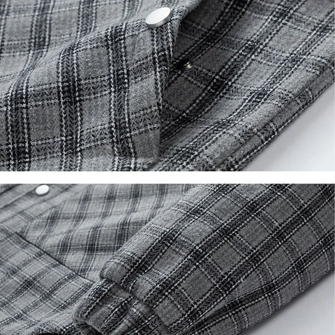 AFLCZYU Woolen Light Plaid Jacket