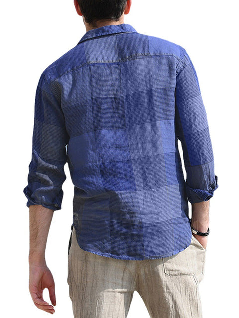 Men's Casual Plaid Long-Sleeve Shirt
