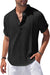 Men's Linen Henley Casual Beach Shirt