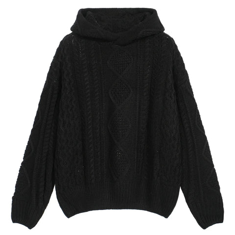 NEW ESSENTIAL® Pullover Chunky Knit Hooded Wool Sweater