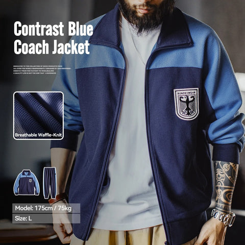 AMEKAJI 1970's Black Hawk Waffle Knit Training Jacket & Sweatpants