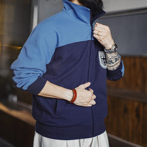 AMEKAJI 1970's Black Hawk Waffle Knit Training Jacket & Sweatpants