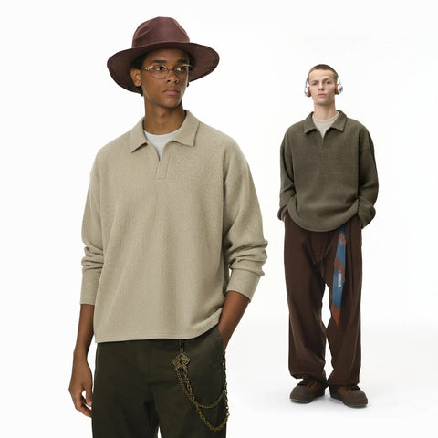 HANKANON Long Sleeve Knitted Polo Shirt