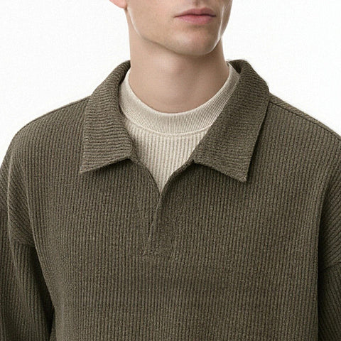 HANKANON Long Sleeve Knitted Polo Shirt