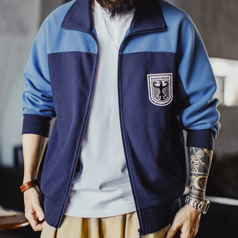 AMEKAJI 1970's Black Hawk Waffle Knit Training Jacket & Sweatpants