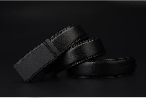 Ceinture en cuir de vachette à deux couches à boucle automatique pour hommes
