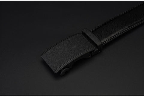 Ceinture en cuir de vachette à deux couches à boucle automatique pour hommes