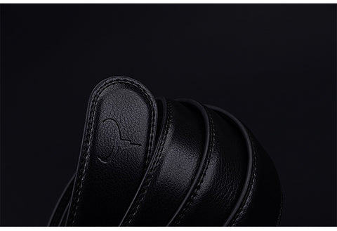 Ceinture en cuir de vachette à deux couches à boucle automatique pour hommes