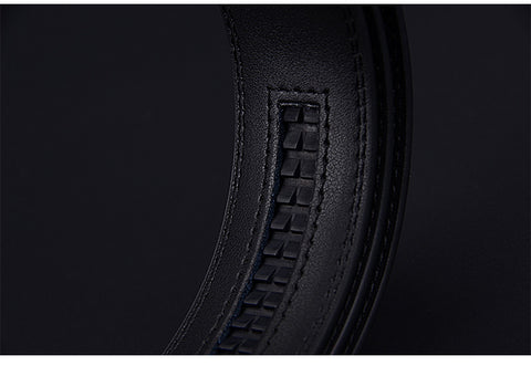 Ceinture en cuir de vachette à deux couches à boucle automatique pour hommes