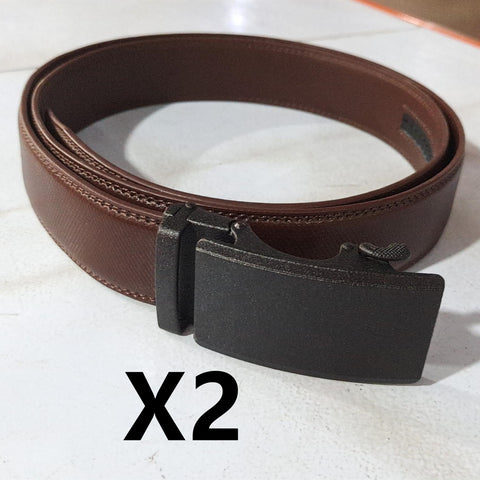 Ceinture en cuir de vachette à deux couches à boucle automatique pour hommes