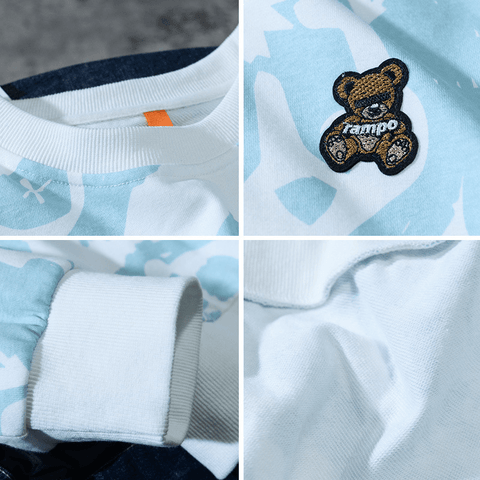 Bear Embroidery Long Sleeve Sweatshirt - Sweaters - NouveExpress