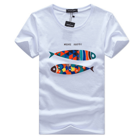 Casual Fashion More Happy Fish Print Short-Sleeve T-Shirt - T-Shirts - NouveExpress