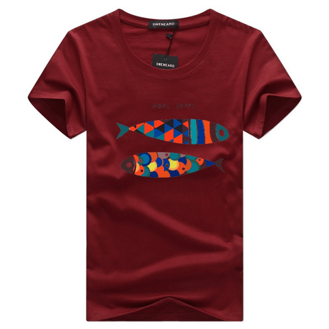 Casual Fashion More Happy Fish Print Short-Sleeve T-Shirt - T-Shirts - NouveExpress