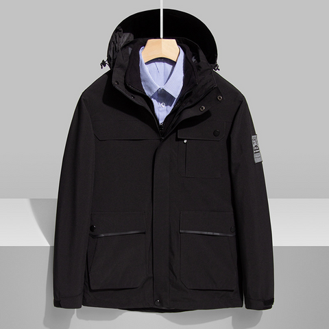 Forro polar de cachemira para hombre + chaqueta impermeable | Conjunto de dos piezas 