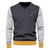 Men's Casual Long Sleeve Color Block V Neck Knit Sweater
